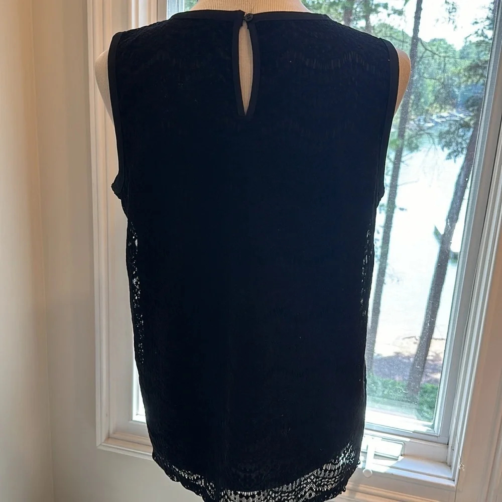 LOFT Black Velvet Lace Overlay Tank, Medium, EUC - Picture 7 of 9